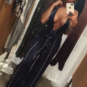 Faithful the Brand Riley Striped Navy Jumpsuit